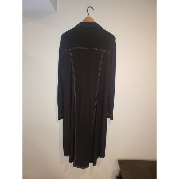 Sympli Long Sleeve Collar Button Down Classic Black Midi Dress Size 14 - Picture 2 of 8